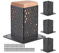 BeneLabel Base de Poteau, 4pcs Ancrage de Terrasse Support de Cadre en Métal Robuste Kit pour Pavillon Porche Pergola Boîte aux Lettres Poteau de Clôture, Taille Interne 90 x 90mm