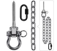 BeneLabel Crochet de BalançOire, 13cm Vis Hamac Cintre de BalançOire kit de Fixation Pivotant avec Mousqueton et Chaîne Argentée 1m pour Chaise Jeux d'extérieur, Corde de Yoga, Sac de Frappe, 453kg