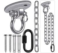 BeneLabel MatéRiel de Suspension pour Hamac, Pivotant kit D'Accrochage au Plafond Mousqueton Montage avec ChaîNe ArgentéE 100cm pour Corde Yoga/Cerceau AéRien/Sac Boxe kit Suspension, 1000lbs