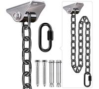 BeneLabel Suspension pour BalançOire, Crochet Plafond Robuste Hamac Support Pivotant Chaise œUf, Mousqueton avec ChaîNe Noire 100cm, Kit de Quincaillerie Suspension Chaise Jardin Bois/BéTon, 1000lbs