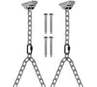 BeneLabel Suspension pour Chaise BalançOire, 2pcs Crochets de Plafond Pivotants Bois Hamac Support Chaise Suspendu, Douilles Silencieuses avec ChaîNe y ArgentéE 140cm Kit pour Chaise Jardin, 1000lbs