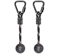 BeneLabel Trapeze Balancoire Exterieur 2 Φ4cm Ball Gymnastique Enfants/Noir | Parcours Ninja d'Extérieur,Entraînement Sportif,Jeux Groupe,Slackline Monkey Bar Kit,34cm Long Φ10mm Wood,250lbs,Mousqueton