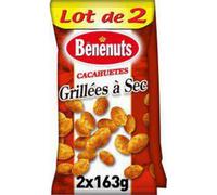 Bénénuts Cacahuètes grillées à sec - Le lot de 2 paquets de 163g
