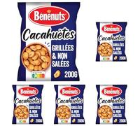 Bénénuts Cacahuètes Grillées Non Salées, 200g (Lot de 5)
