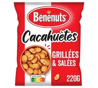 BÉNÉNUTS - Cacahuètes Grillées Savoureuses, Snack Apéritif Gourmand, Sachet 220g - Lot de 4