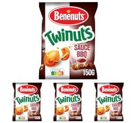 Benenuts Twinuts Cacahuète Enrobée Croustillante Goût Barbecue, 150g (Lot de 4)
