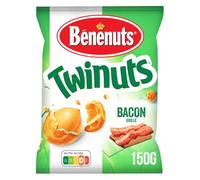 BENENUTS Twinuts Cacahuètes Enrobées Saveur Bacon Grillé - Format 150g - Apéritif Croustillant et Gourmand pour Moments de Partage - Lot de 4