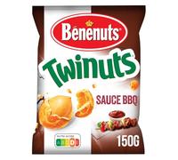 BENENUTS TWINUTS Cacahuètes enrobées saveur Sauce Barbecue - Format pratique 150g - Apéritif croustillant et gourmand en sachet refermable - Lot de 4