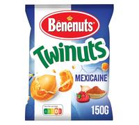 BENENUTS Twinuts Cacahuètes Saveur Mexicaine - Sachet de 150 g, Biscuit Croustillant Enrobé, Apéritif Gourmand - Lot de 4