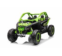 Beneo Motors 4x4 Voiture électrique Enfants 24V Buggy 2 Places Can-Am Maverick, sous Licence, 4×200W Moteurs, Batterie Lithium, Suspension, Roues EVA, télécommande parentale 2,4 GHz, MP3/USB/SD, Vert