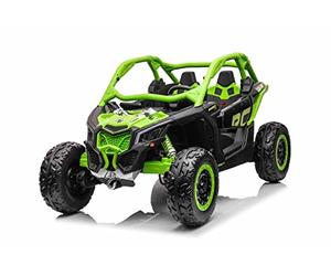 Beneo Motors 4x4 Voiture électrique Enfants 24V Buggy 2 Places Can-Am Maverick, sous Licence, 4×200W Moteurs, Batterie Lithium, Suspension, Roues EVA, télécommande parentale 2,4 GHz, MP3/USB/SD, Vert