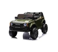 Beneo Motors voiture électrique enfant 12V Toyota Land Cruiser, licence officielle, vert militaire, batterie lithium, 2x25W moteur, suspension arrière, télécommande parentale 2,4GHz, USB/AUX/Bluetooth