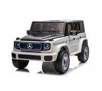 Beneo Motors Voiture électrique Enfants 12V Mercedes Benz EQG Blanche, sous Licence Officielle, Batterie Lithium, 2x35W Moteurs, télécommande parentale 2,4 GHz, Lecteur MP3 USB/AUX, 3 à 7 Ans
