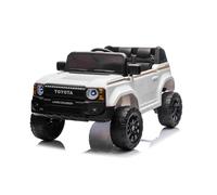 Beneo Motors Voiture électrique Enfants 12V Toyota Land Cruiser, Licence Officielle, Blanc, Batterie Lithium, 2x25W Moteurs, Suspension arrière, télécommande parentale 2,4 GHz, USB/AUX/Bluetooth