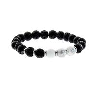 Beneto Bracelet Beaded Made of Lava Stone and Howlite MINK52 - Longueur : 19 cm sBE1074-19 Marque, Estándar, Métal Non précieux, Pas de gemme