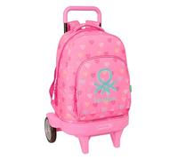 Safta Benetton Heart 33l 33x45x22cm Wheeled Backpack Rose Enfants