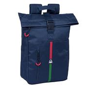 Benetton Italy - Sac à dos avec rabat pour ordinateur portable de 15,6", idéal pour différents âges, confortable et polyvalent, qualité et résistance, 28 x 13 x 42 cm, couleur bleu marine, bleu