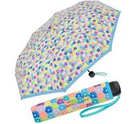 Benetton Parapluie de poche Super Mini Dots, Bleu à pois fleuris, 95 cm