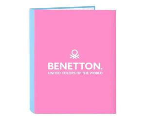 Benetton Spring Classeur avec feuilles 4 anneaux, idéal pour enfants de différents âges, confortable et polyvalent, qualité et résistance, 26,5 x 33 cm, couleur bleu ciel, bleu ciel, Estándar,