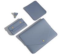 Benfan Pochette 16" en Cuir synthétique Compatible avec MacBook Pro 16 A2991/A2780/MacBook Pro 15/Surface Book 15/Dell XPS 15, avec Petite Pochette, Tapis de Souris et Organisateur de Cordons, Bleu