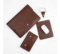 Benfan Pochette en Cuir synthétique Compatible avec MacBook Pro 14" A2992/A2918/A2442/MacBook Pro Air 13/Surface Laptop 13,5/Thinkpad X1 Carbon 14, Marron foncé (4 pcs)