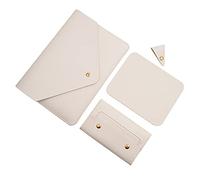 Benfan Pochette pour Ordinateur Portable 15" Compatible avec MacBook Pro 15/MacBook Pro 16/Surface Book 15/Dell XPS 15, avec Petite Pochette, Tapis de Souris et Organisateur de Cordons, Blanc