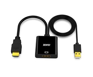 BENFEI Adaptateur d'entrée HDMI vers Sortie DisplayPort, convertisseur HDMI vers DisplayPort DP Compatible avec l'adaptateur Audio pour Ordinateur Portable