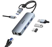 BENFEI Adaptateur USB-C USB 3.0 vers Gigabit Ethernet, Hub USB 3.0 à 3 Ports avec RJ45 Compatible avec MacBook Pro/Air 2023, iPad Pro, iMac, S23, XPS 17, Surface Book 3, etc.
