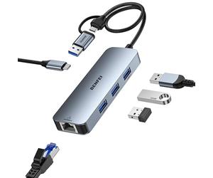 BENFEI Adaptateur USB-C USB 3.0 vers Gigabit Ethernet, Hub USB 3.0 à 3 Ports avec RJ45 Compatible avec MacBook Pro/Air 2023, iPad Pro, iMac, S23, XPS 17, Surface Book 3, etc.
