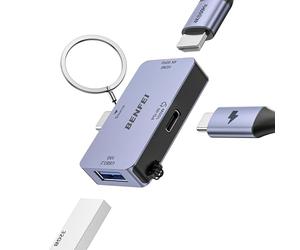 BENFEI Adaptateur USB-C vers HDMI 4K@60Hz, USB-A 10Gbps, Prise en Charge de la Charge jusqu'à 100W, Compatible avec iPad Pro, MacBook Pro/Air, iMac, iPhone 16/15 Pro/Pro Max, XPS, Thinkpad et Plus