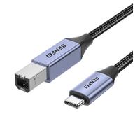 BENFEI Câble d'imprimante USB C à USB B 2M, tressé en nylon, boîtier en alliage d'aluminium de première qualité Compatible avec MacBook Pro, HP, Epson, Canon, Brother, Lexmark