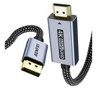 BENFEI Câble DisplayPort vers HDMI 4K@60Hz 2K@144Hz, 1,8 m, Unidirectionnel câble Display Port vers HDMI compatible avec HP, ThinkPad, AMD, NVIDIA, ordinateur de bureau et plus