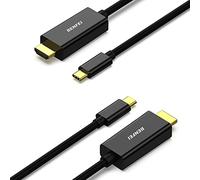 BENFEI Câble USB Type C (Thunderbolt 3) vers HDMI 4K UHD 1.8M, 2 Paquet Adaptateur USB-C vers HDMI mâle à mâle Cordon plaqué Or