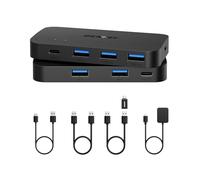 BENFEI Commutateur KVM USB 3.0, Commutateur USB 2 Ordinateurs partageant 3*USB 3.0 et 1*USB C avec télécommande pour PC Souris Clavier Imprimante Scanner, Compatible avec Windows, Mac, Linux