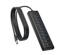BENFEI Hub USB 3.0 10 Ports entrée d'alimentation USB-C, 7xUSB-A 3xUSB-C 1M | 5V 3A 5Gbps multiple répartiteur USB portable ultra-fin pour MacBook Pro/Air, iMac, Surface Pro, XPS, PC, clé USB, disque dur