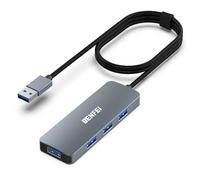 BENFEI Hub USB 3.0 à 4 Ports avec câble de 1 m, Ultra Fin, Compatible avec MacBook, Mac Pro, Mac Mini, iMac, Surface Pro, Lecteur Flash et Disque Dur Mobile [Nylon tressé et Alliage d'aluminium]