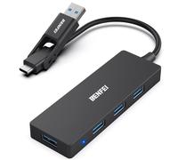 BENFEI Hub USB 3.0, Hub USB Type-A/Type-C 2-en-1 avec 4 Ports USB 3.0 Compatible pour MacBook, Mac Pro, Mac Mini, iMac, Surface Pro, XPS, PC, Clé USB, Disque Dur Mobile