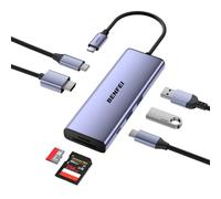 BENFEI Hub USB-C 7-en-1, HDMI 8K, PD 100W pour MacBook/iPad/iMac/iPhone 17 | HDMI 8K@30Hz 4K@120Hz, 5 Gbit/s 1xUSB-C 2xUSB-A 3.0, lecteur SD/TF 170 Mo/s pour MacBook/iPad/iMac/iPhone 17/16/15/Galaxy/XPS