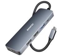 BENFEI Hub USB C Adaptateur Compatible avec iPhone 15/16 Plus Pro Max, MacBook iPad Pro Air, multiport USB-C 5 en 1, Gris, avec HDMI 4K/PD 100W/1*USB-A 3.2 10Gbps, 2*USB 2.0