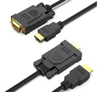 BENFEI Lot de 2 câbles HDMI vers VGA de 1,83 m (mâle vers mâle) compatibles avec Ordinateur, Ordinateur de Bureau, Ordinateur Portable, PC, Moniteur, projecteur, HDTV, Chromebook, Raspberry Pi, Roku