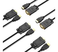 BENFEI Lot de 5 câbles HDMI vers VGA de 1,8 m (mâle vers mâle) compatibles avec ordinateur, ordinateur de bureau, ordinateur portable, PC, moniteur, projecteur, HDTV, Raspberry Pi, Roku, Xbox et plus