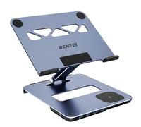 BENFEI Support Ordinateur Portable avec Docking Station USB C 6in1, Chargeur Magsafe 15W sans Fil, commutateur KVM USB 3.0, HDMI 4K@60Hz, 4*USB3.0, 100W PD Compatible avec MacBook Pro/Air