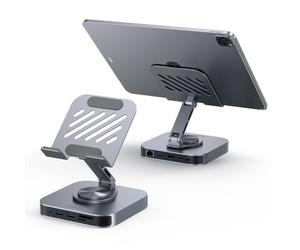 BENFEI Support pour Tablette avec Hub USB-C 9 en 1 HDMI 4K@60Hz pour iPad | Station d'Accueil Pliable et pivotante avec Ethernet/1xUSB-C&3xUSB 3.0/PD 100W/lecteur de Carte SD/TF pour iPad Pro/Air/Mini