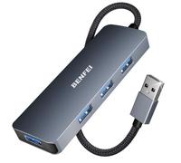 USB 3.0 Hub 4 Ports, BENFEI Ultra Fin Compatible avec MacBook, Mac Pro, Mac Mini, iMac, Surface Pro, XPS, PC, Lecteur Flash, Disque Dur Mobile[Coque en Aluminium et câble en Nylon]