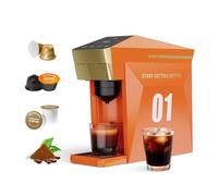 BENFUCHEN Cafetière 4 en 1 à usage unique, machine à café espresso 19 bars pour capsules KCup/Nes presso OriginalLine/Dolce Gusto/Café moulu, orange vibrant