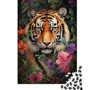 Bengal Tiger Exotic Flower Plaque en Métal Rustique 52x38cm/1000pcs pour Le Pub Ou Le Café, Déco Métal Au Style Rustique
