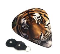 Bengal Tiger Lot de 6 médiators avec étui en cuir pour guitare électrique, ukulélé 0,71 mm