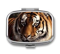 Bengal Tiger Pilulier carré portable avec 2 compartiments, pilulier de vitamines pour poche, sac à main et voyage