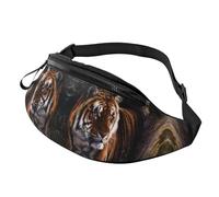 Bengal Tiger Sac banane pour homme et femme en polyester imprimé avec sangle réglable pour voyage, marche, sport, Noir , Taille unique