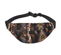 Bengal Tiger Sac banane pour homme et femme en polyester imprimé avec sangle réglable pour voyage, marche, sport, Noir , Taille unique